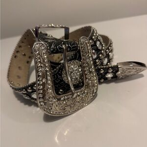 Western Belt Buckle Black Finest With Rhinestones